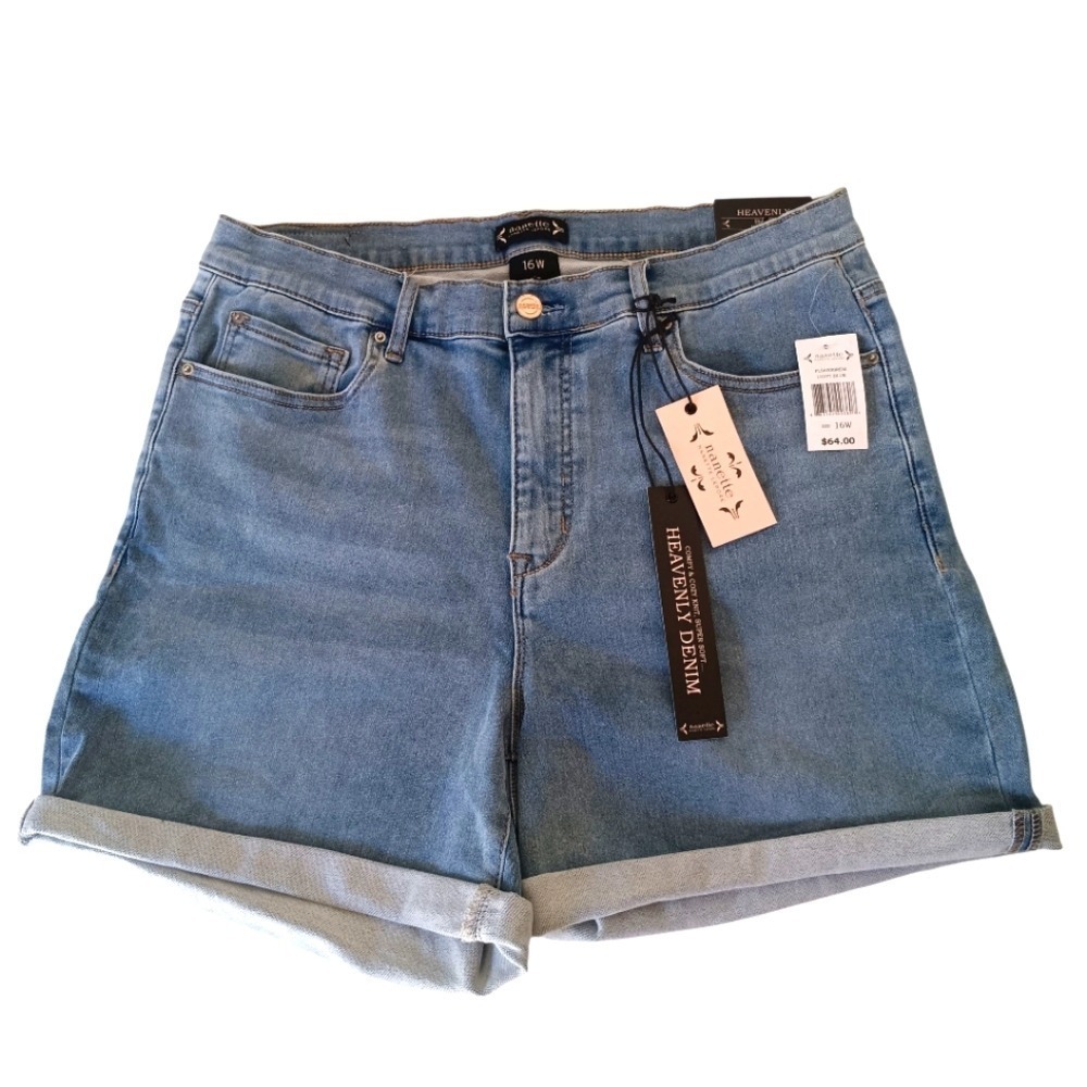 Nanette Lepore Denim Shorts Women 16W Light Blue Belle High Rise Heavenly Denim